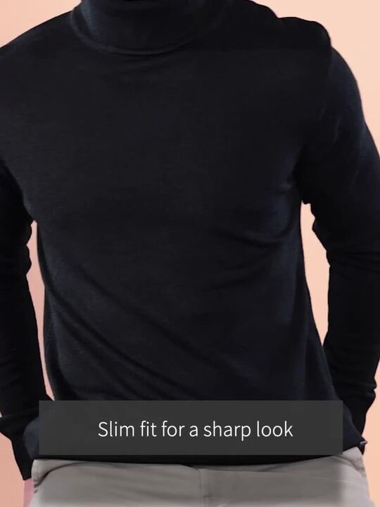 Buy WROGN Men Black Slim Fit Turtle Neck Pullover Sweaters for