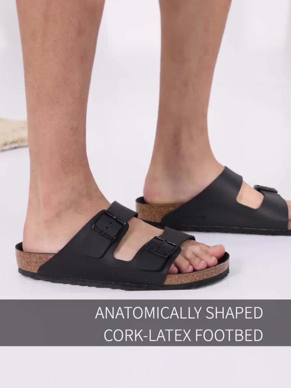 Buy Birkenstock Arizona Black Regular Width Birko-Flor Two-Strap