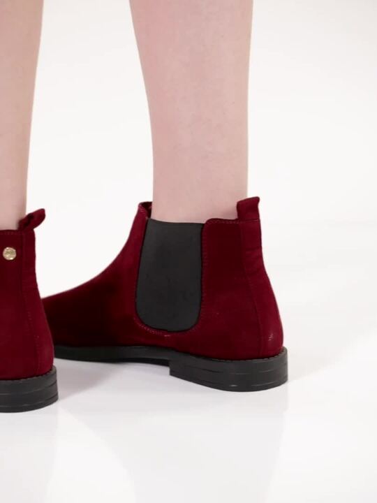 Buy Carlton London Women Burgundy Solid Mid-Top Flat Chelsea Boots