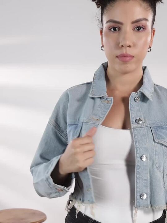 Buy MANGO Crop Raw Hem Sustainable Cotton Denim Jacket - Jackets