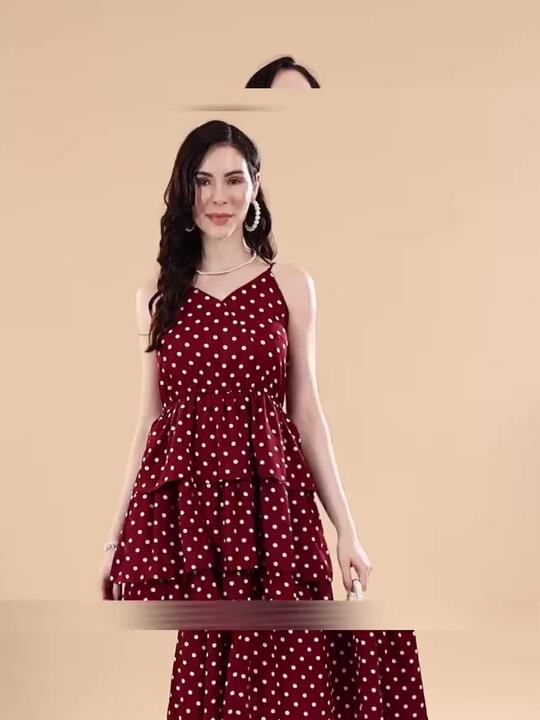 Buy Berrylush Women Red Polka Dot Printed Fit and Flare Dress - Dresses for  Women 12791462 | Myntra