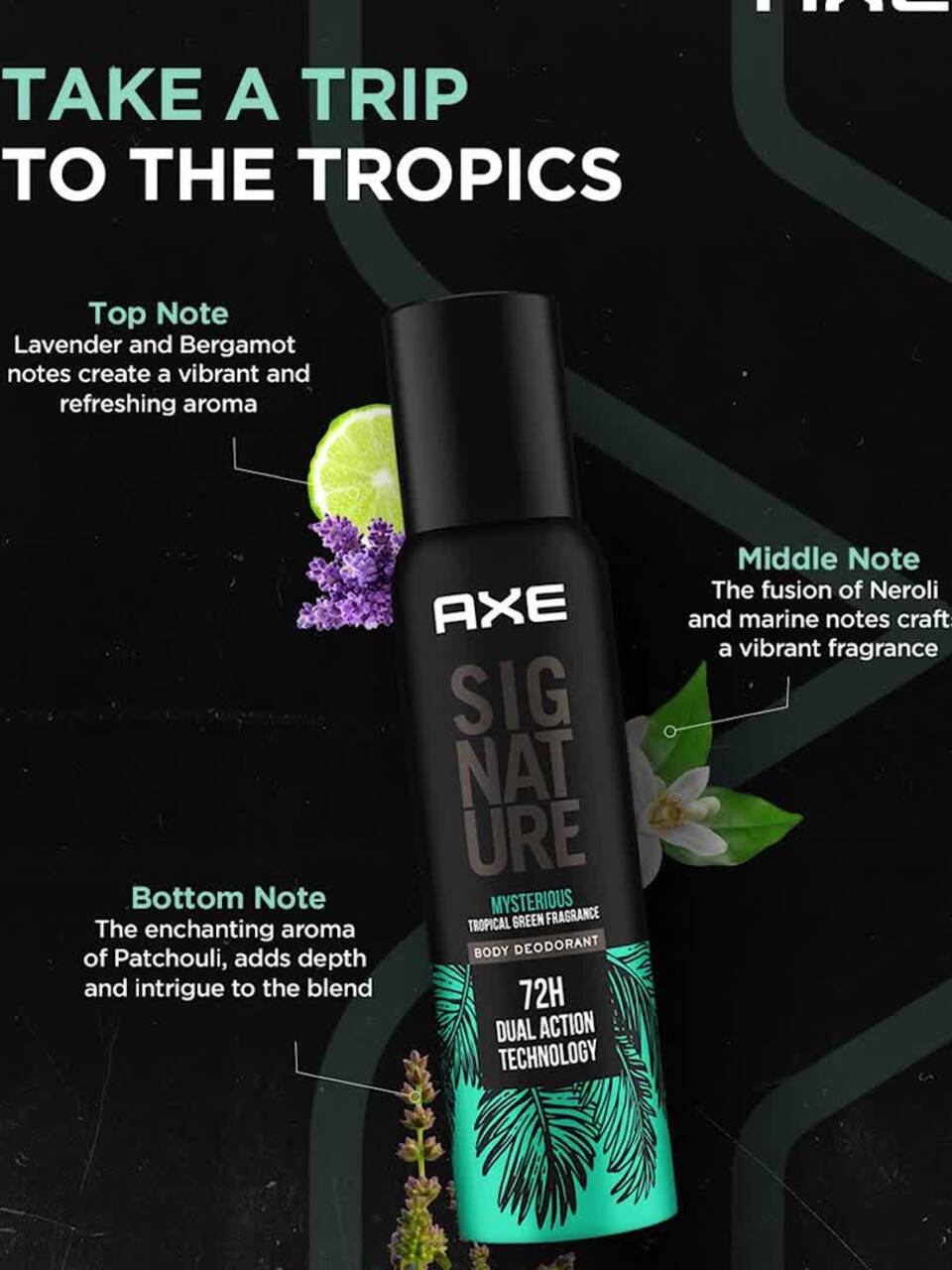Axe Signature Mysterious long Lasting No Gas Deodorant Bodyspray Perfume  For Men 154 ml