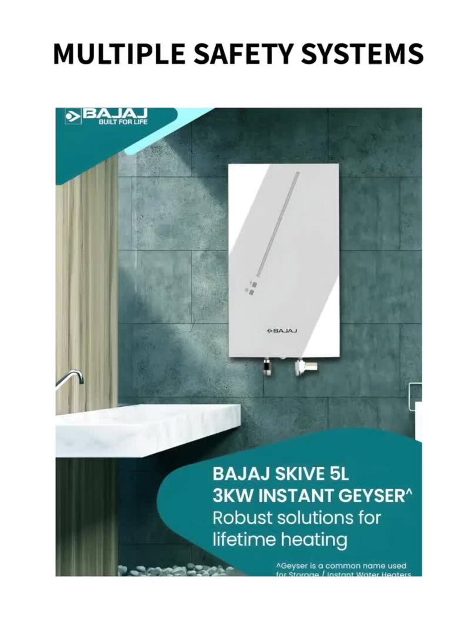Buy Bajaj White Bajaj Skive Litre Vertical Instant Water Heater - Main Image