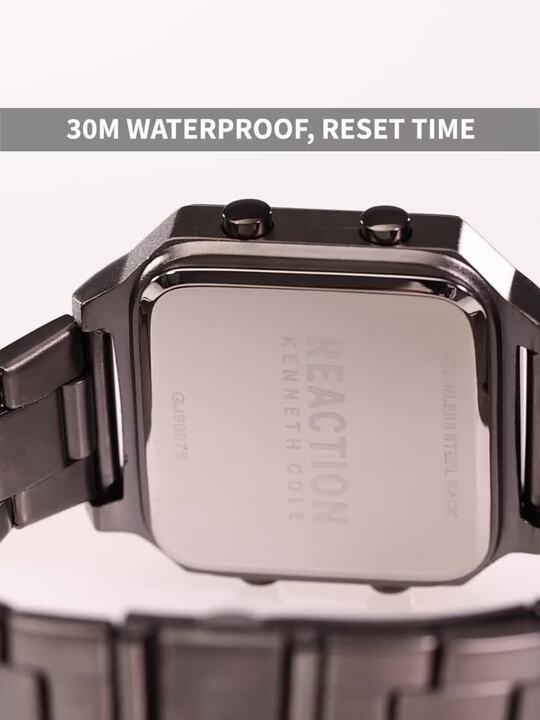 Buy REACTION KENNETH COLE Unisex Black Dial Grey Straps Digital
