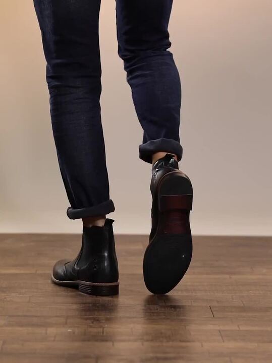 Buy Polo Men Black Solid Leather Mid-Top Flat Boots