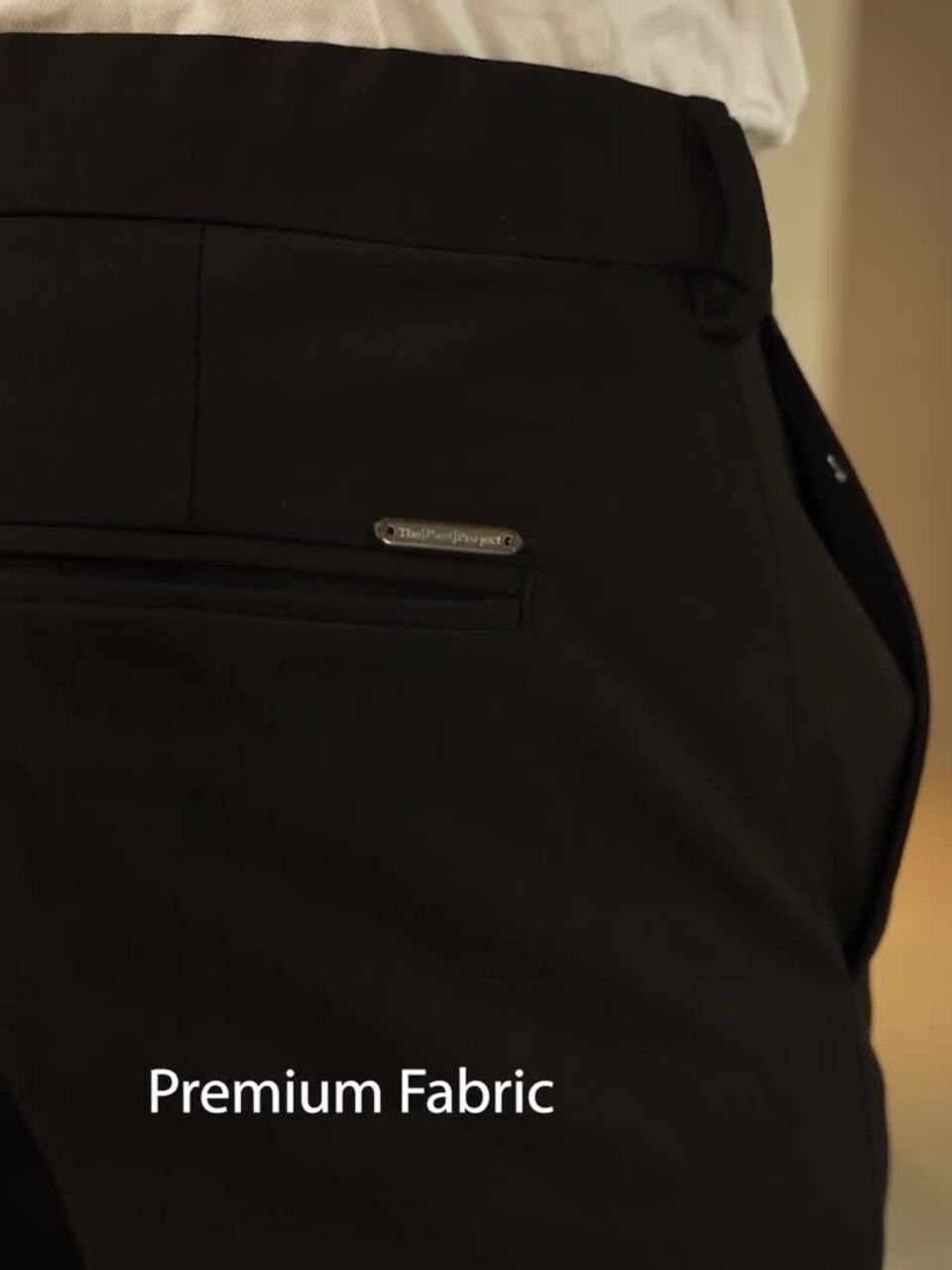 Buy The Pant Project Men Ebony Black Solid Slim Fit Wrinkle-Resistant  Formal Trousers with Stretchable Waistband - Trousers for Men 21811868 |  Myntra