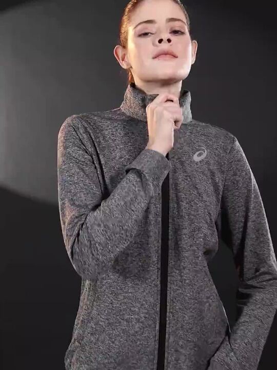 ジャケット・アウター 24SS DUAL FABRIC JACKET Buy ASICS Women Grey Solid Heather Sporty Running Jacket - Jackets
