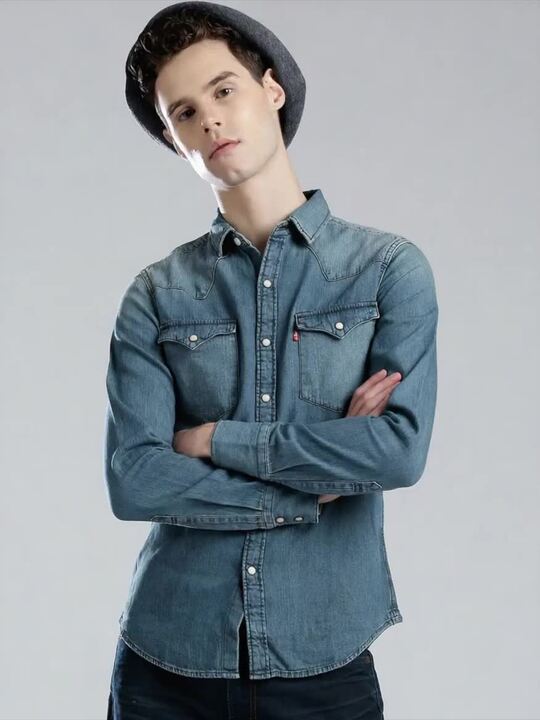 Buy Levis Men Blue Washed Denim Shirt Shirts for Men 1833162