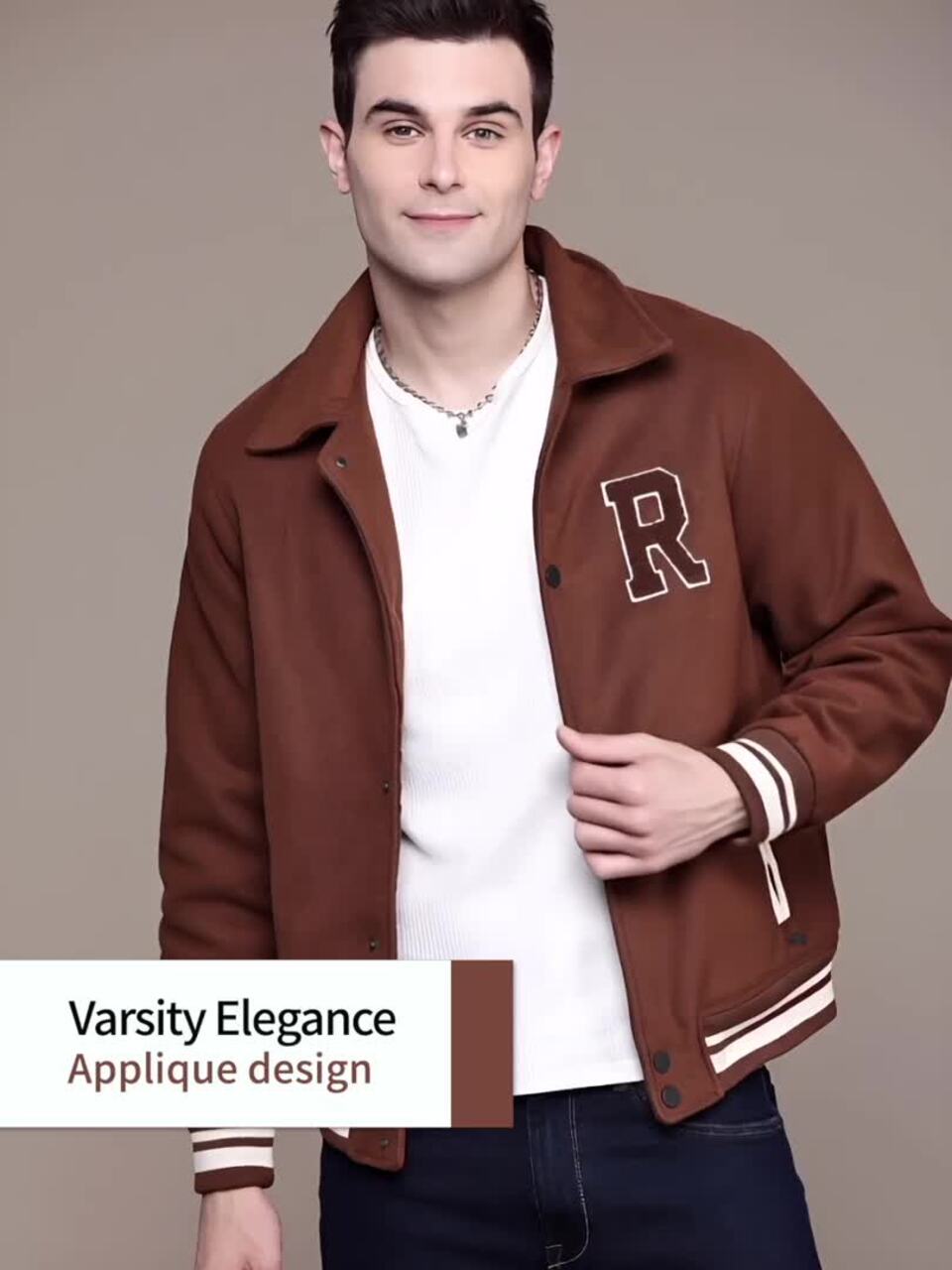 Buy The Roadster Lifestyle Co. Applique Varsity Jacket - Jackets