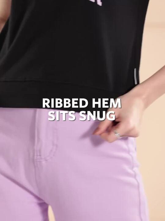 Buy FOREVER 21 Women Black Typography Printed V-Neck Sleeveless - Main Image