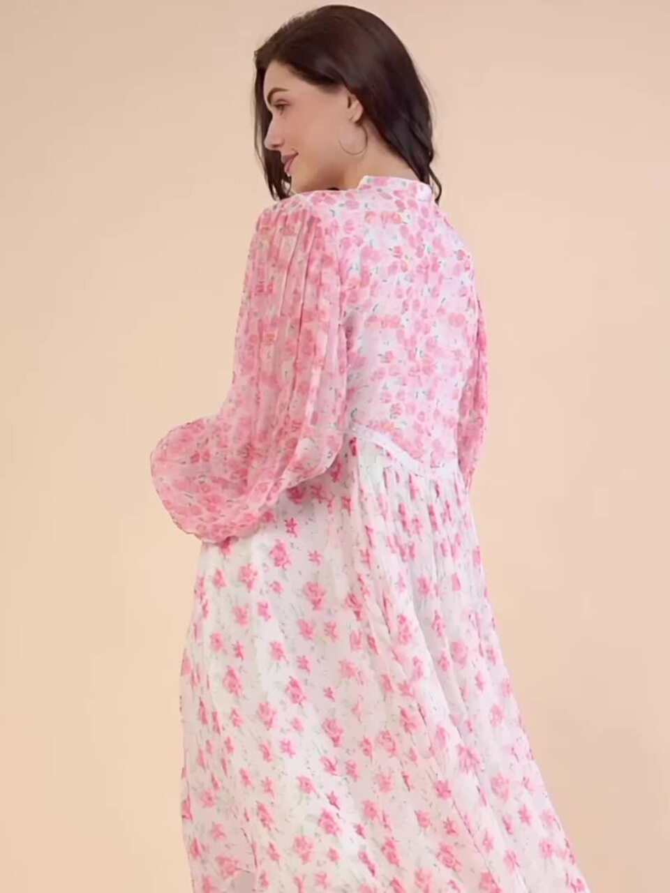 strapless open back dress Floral Print Mesh Sweetheart A Line Dress with Side Slit – Camille La Vie main image 1