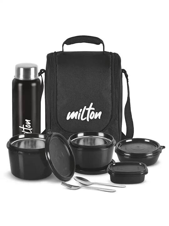 new trip Lunch Box＜Black＞ Buy Milton Pro Lunch 5Pcs Black Tiffin & Insulated Fabric Jacket