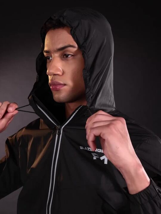 Buy Slazenger Men Black Hooded Running Rapid-Dry Jacket with