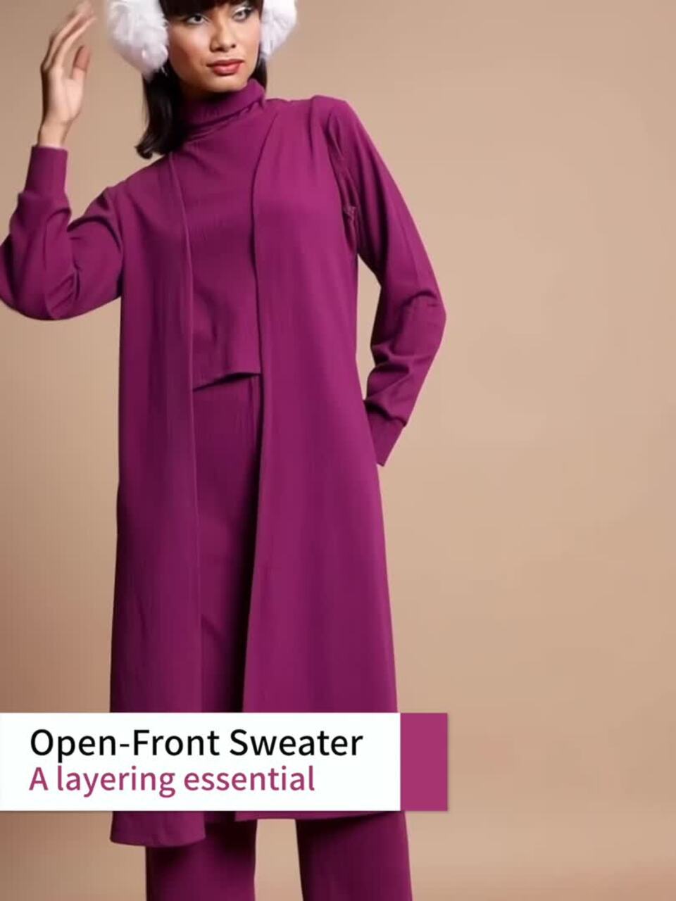 Buy Tokyo Talkies Turtle Neck Top With Trousers Front-Open