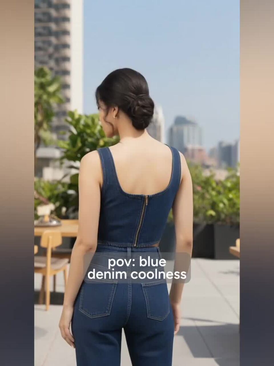 Buy all about you Women Solid Sleeveless Cotton Denim Crop Top