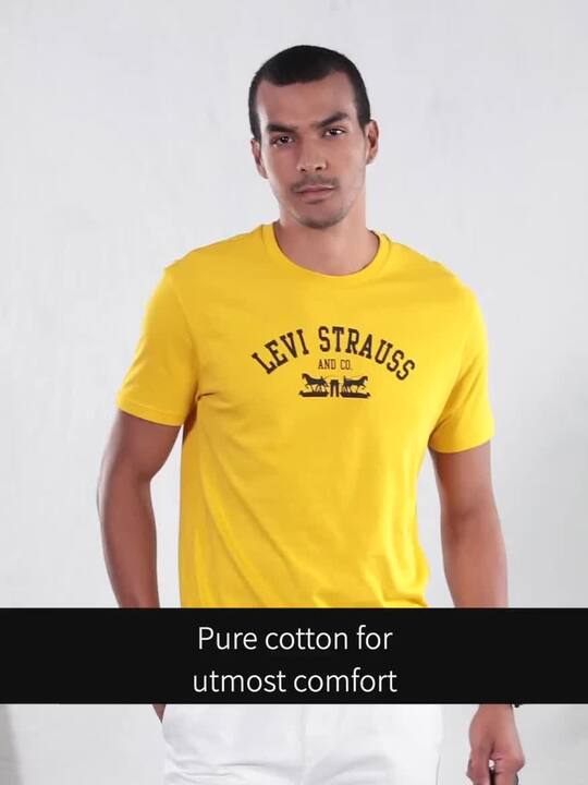 Buy Levis Men Yellow Brand Logo Printed Pure Cotton T-shirt