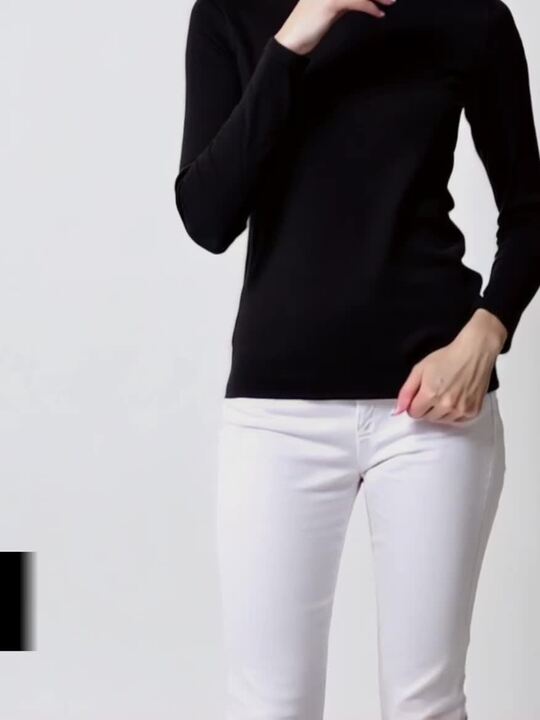 Buy LE BOURGEOIS Black Solid Highneck Full Sleeve Casual Top