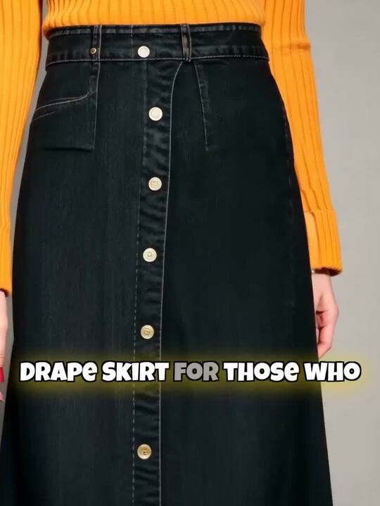 Buy SASSAFRAS Black Front Slit Denim Wrap Midi Skirt - Skirts for