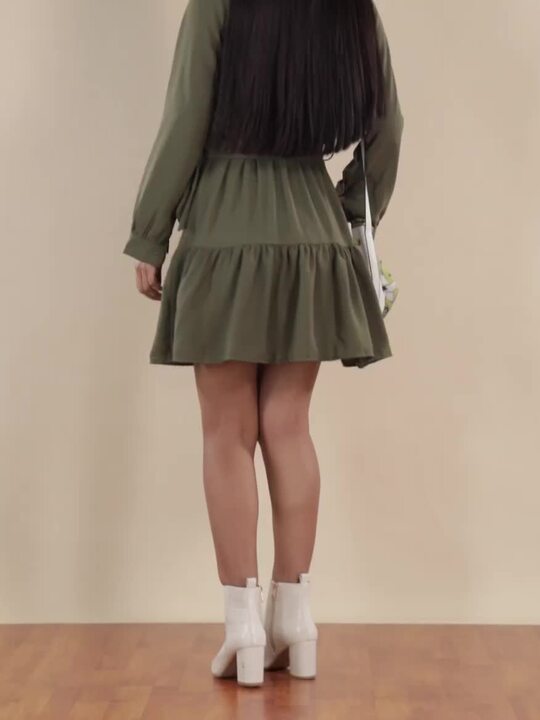 Buy Boohoo Olive Green Wrap Dress With Belt - Dresses for Women 20957288 |  Myntra