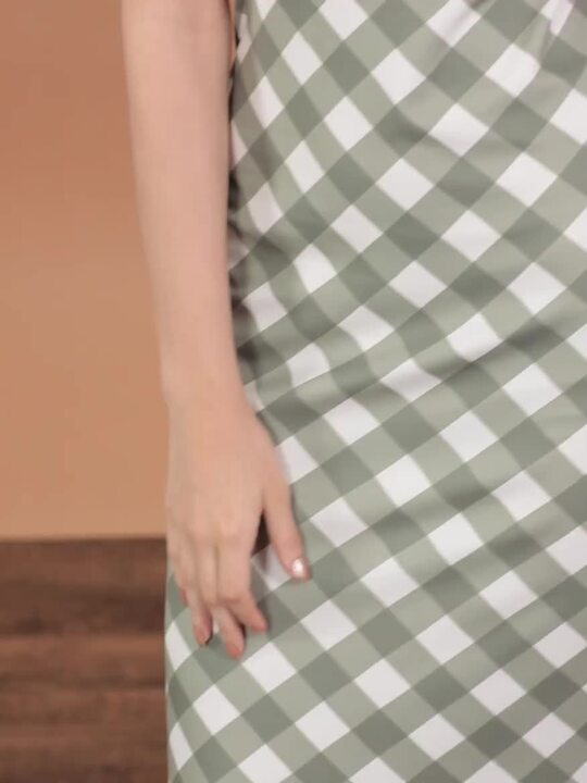 green emerald velvet dress Addison Khaki Gingham Seersucker Midi Dress – Finery London