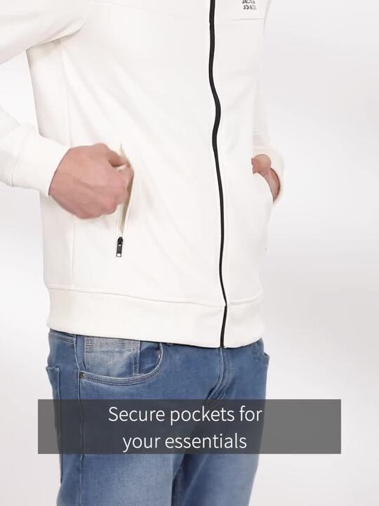 Buy Jack & Jones Men White Solid Mock Collar Bomber Jacket With