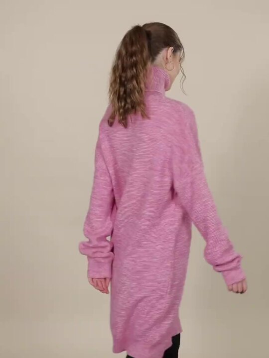 Buy HERE&NOW Women Pink High Neck Self Design Jumper Dress