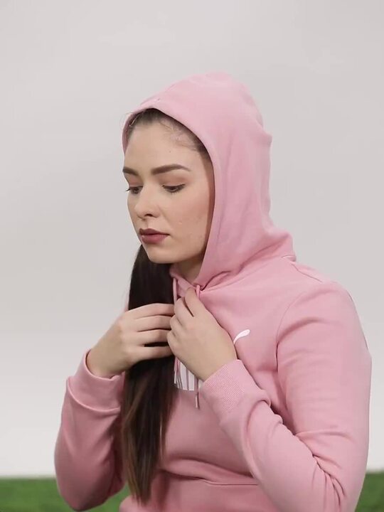 Buy Puma Women Pink White Essentials Logo Printed Hooded