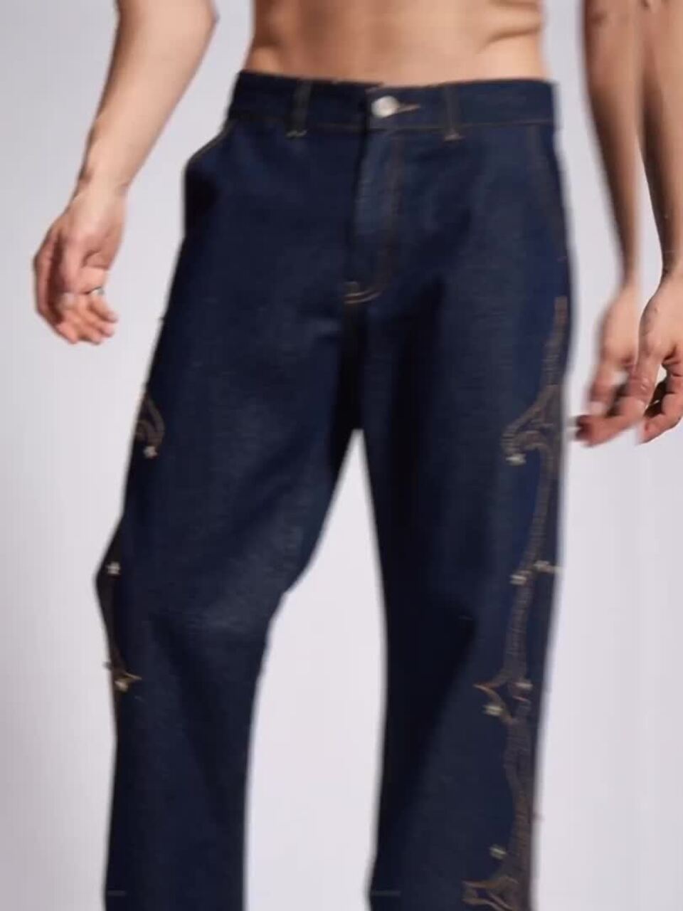 Buy FUGAZEE Men Bootcut Mid-Rise Embroidered Denim Jeans - Jeans