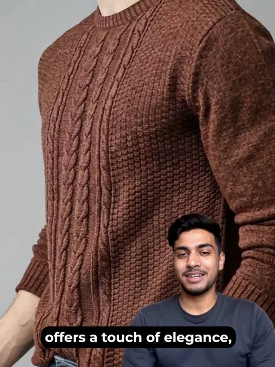 Buy The Roadster Lifestyle Co Men Brown Solid Cable Knit Pullover