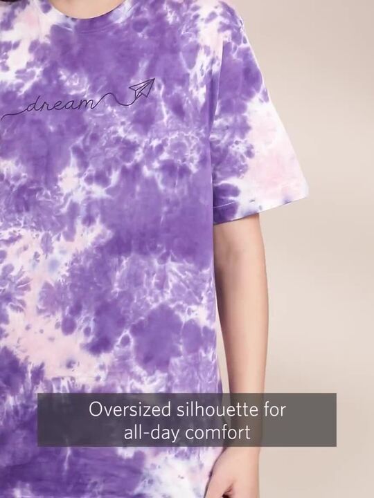 Buy DILLINGER Women Purple White Tie and Dye Drop-Shoulder Sleeves