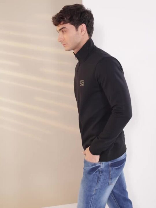 Buy French Connection Solid Long Sleeves Half Zipper Sweatshirt