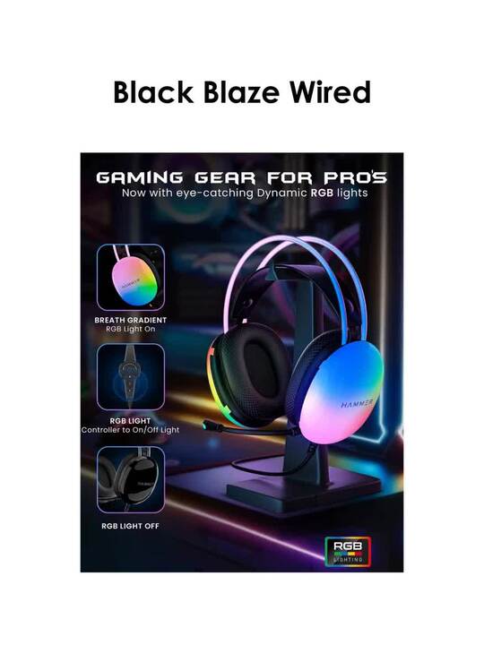 Buy HAMMER Unisex Blaze Wired Over Ear Gaming Headphone With