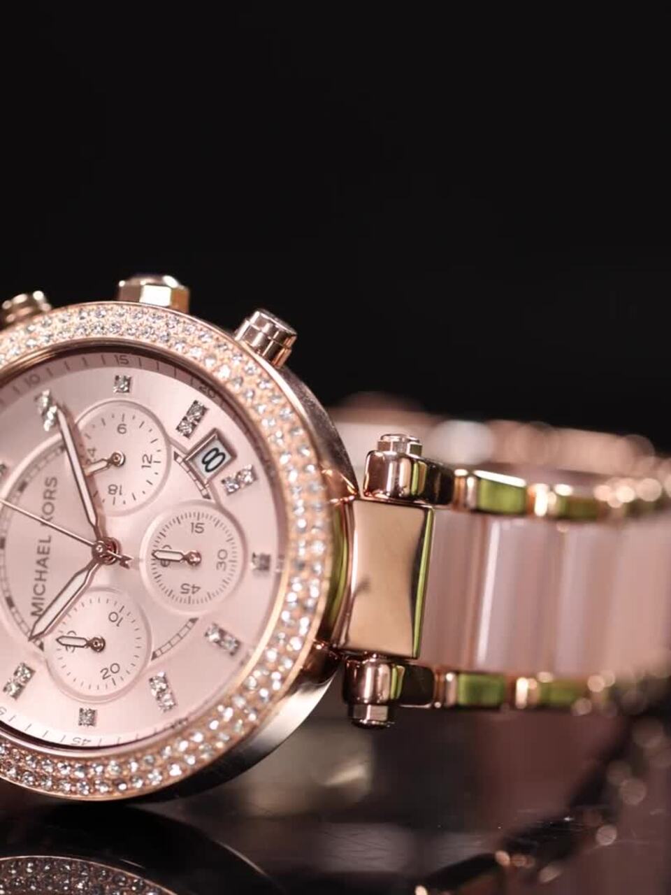 Buy Michael Kors Women Chronograph Dusty Pink Stone-Studded Dial