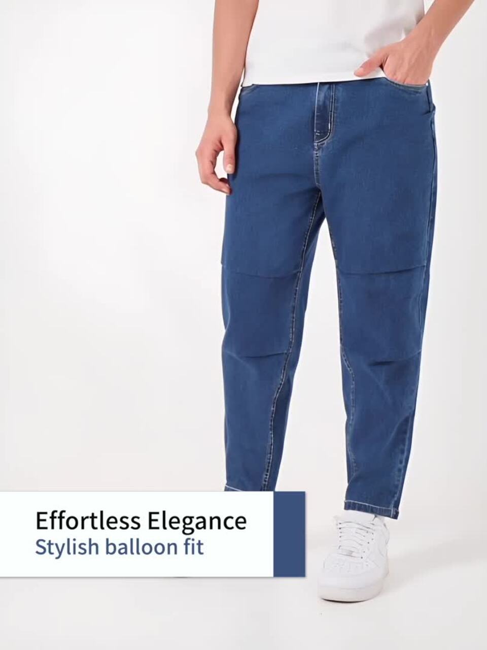 Buy Styli Men Cotton Stretch Balloon Fit Jeans - Jeans for