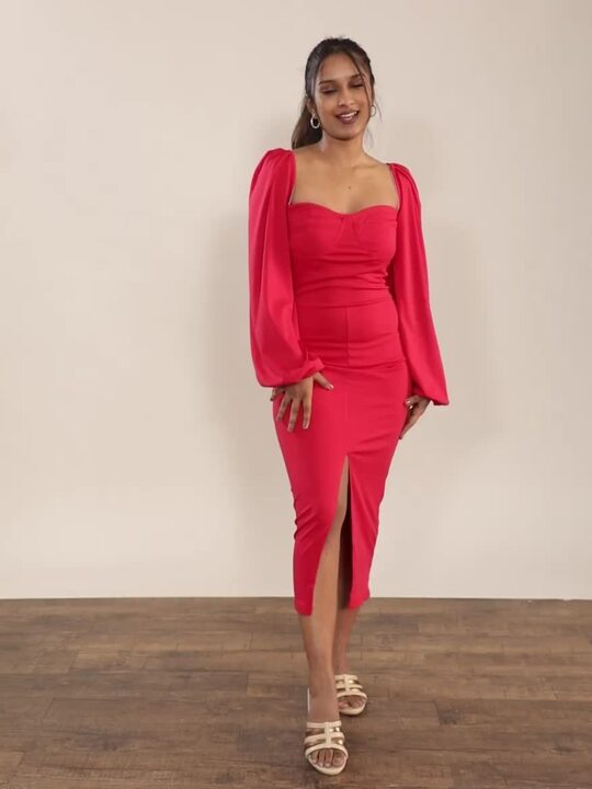 Buy URBANIC Red Midi Bodycon Dress - Dresses for Women 15847276 | Myntra