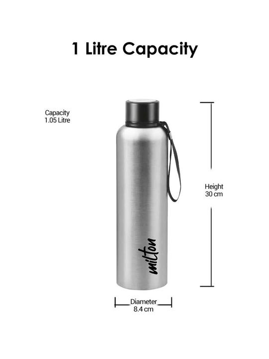 Milton Aura Silver Solid Stainless Steel Double Wall Vacuum Water Bottle  500ml