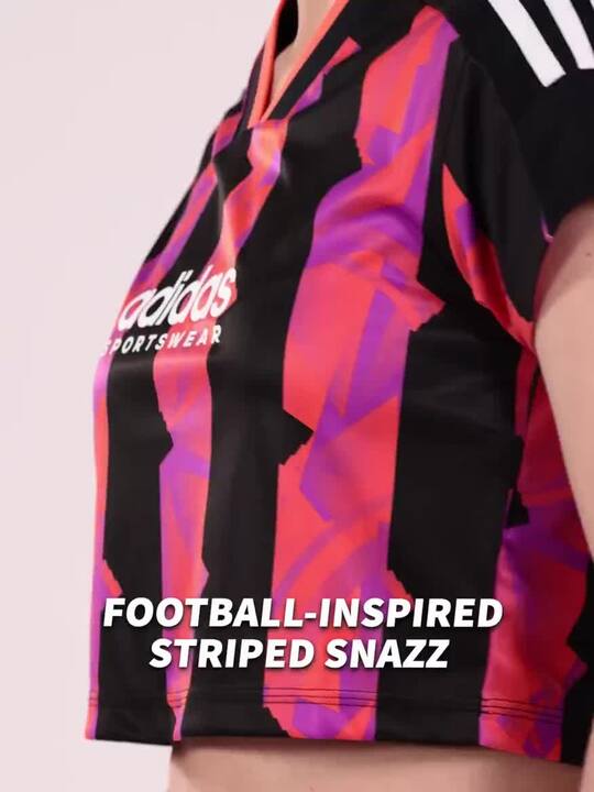 Buy ADIDAS Striped V-Neck Slim Fit Tiro Q3 Aop Crop Training