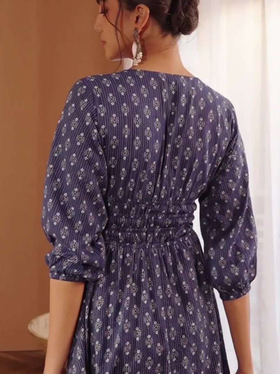 Bani Women's Printed Midi Dress - Festive & Party Dress With Mandarin Collar & Dupatta - View #11