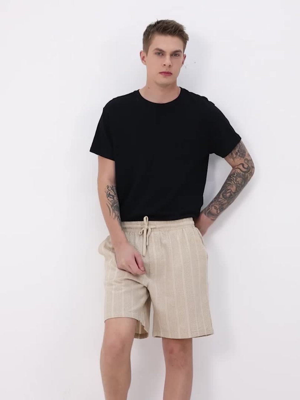 Buy StitchX Men Airport Look Textured Seersucker Cotton Resort