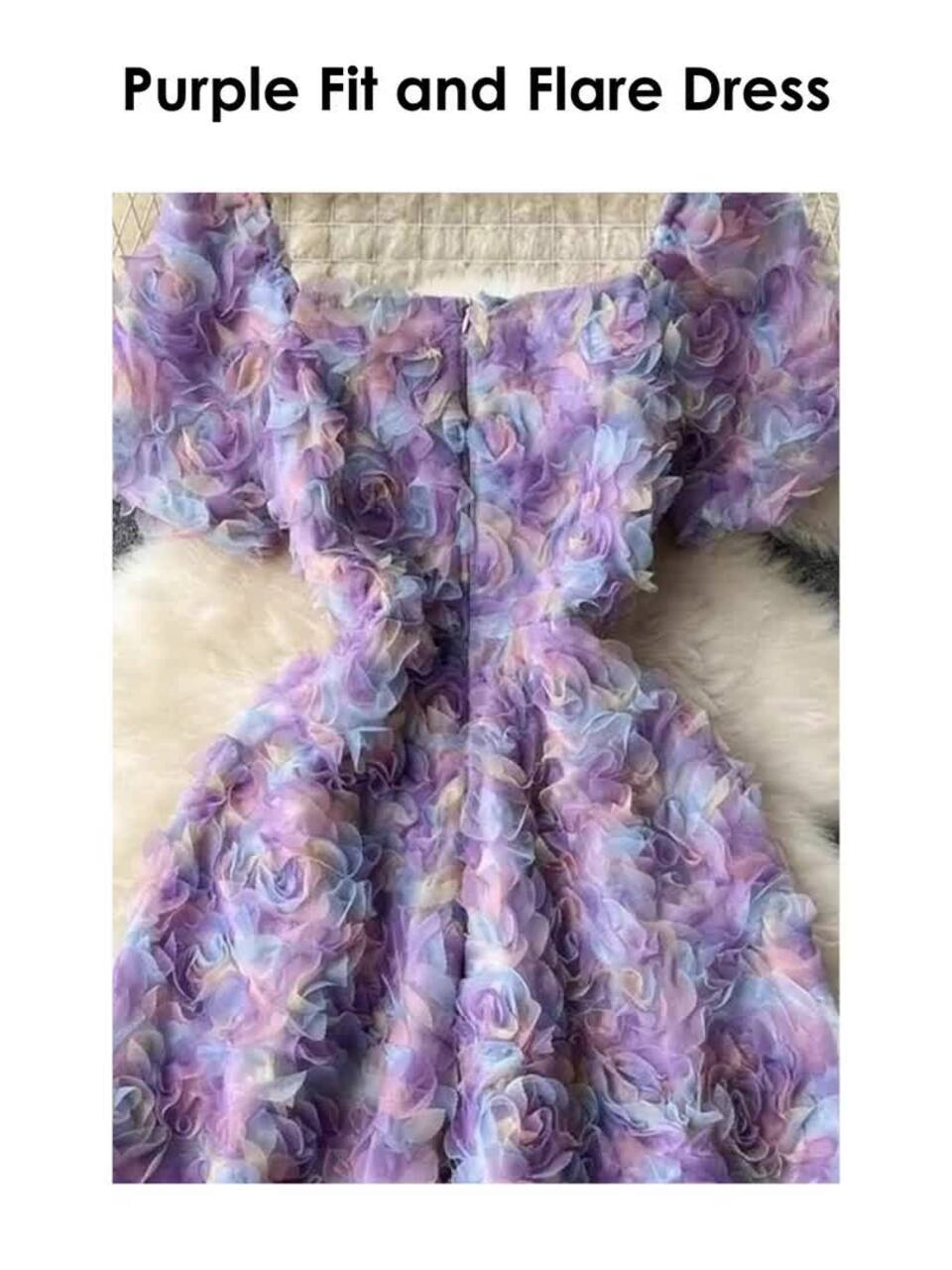 Buy Miss Mosa By Akanksha Purple Lexis 3D Floral Dress - Dresses