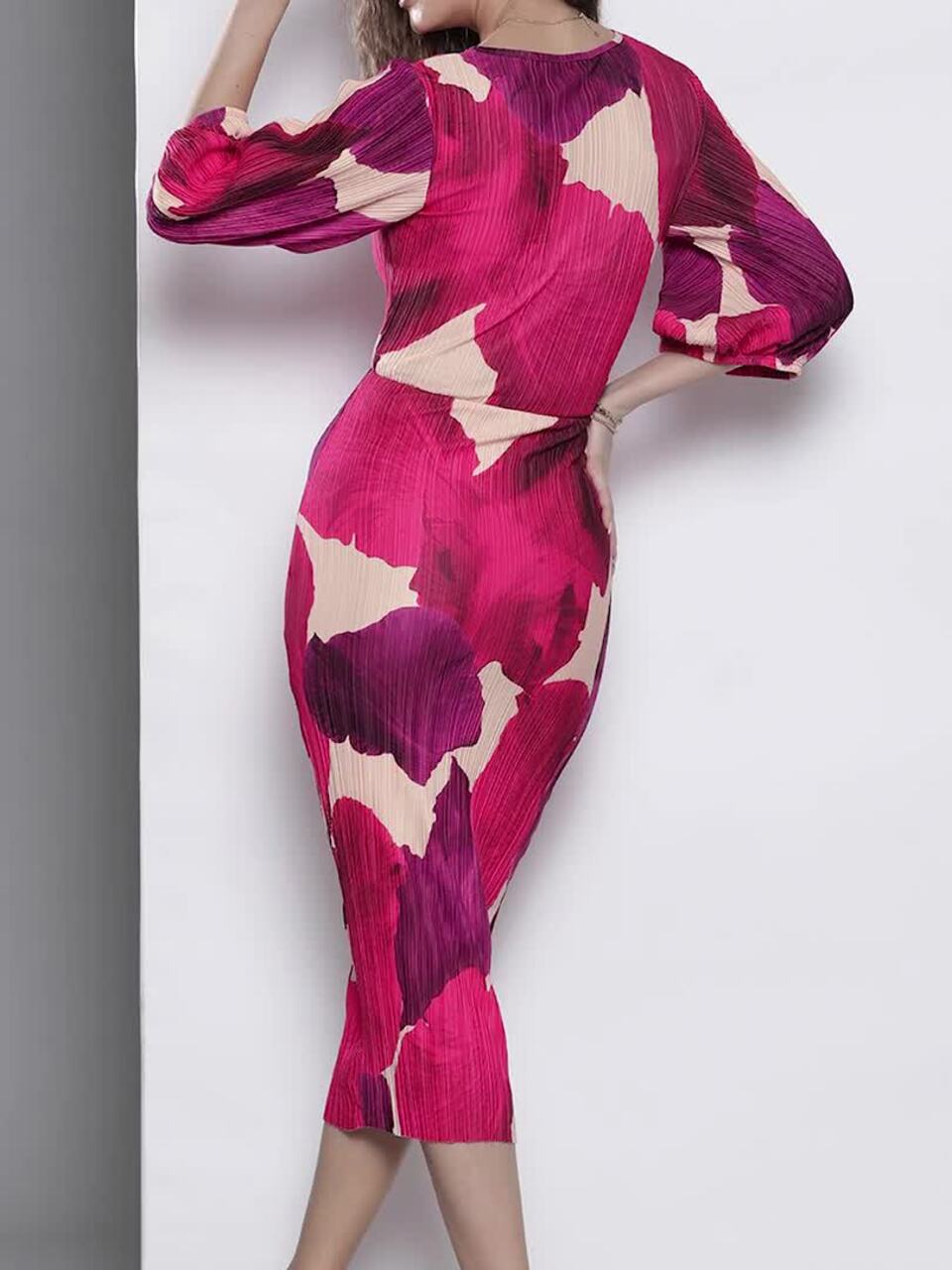 boohoo floral bodycon dress Shellie | Coral High-Neck Maternity Midi Dress With Corsage Detail
