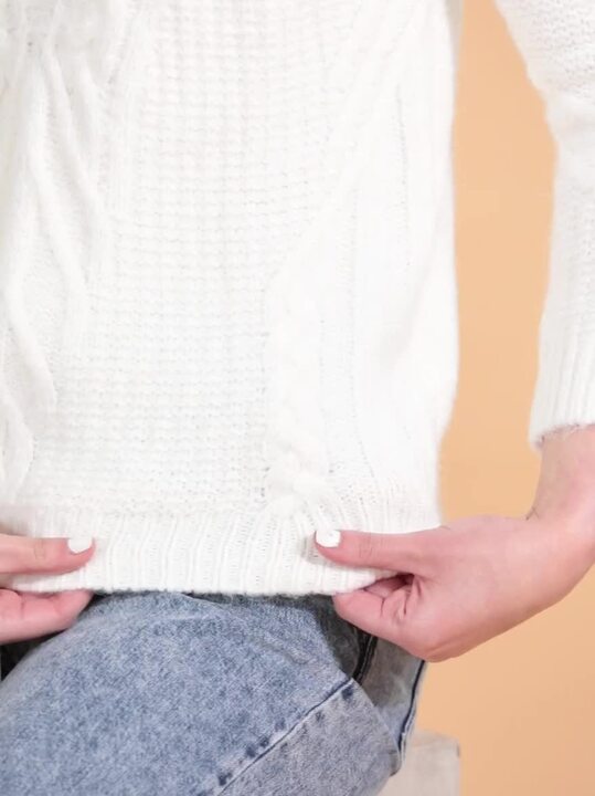 Buy promod Women White Cable Knit Sweater Sweaters for Women