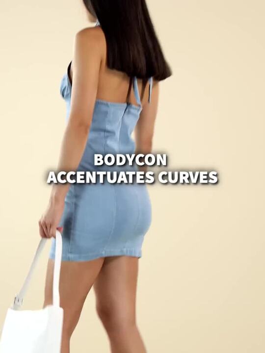 Buy Boohoo Blue Halter Neck Denim Bodycon Mini Dress Dresses for