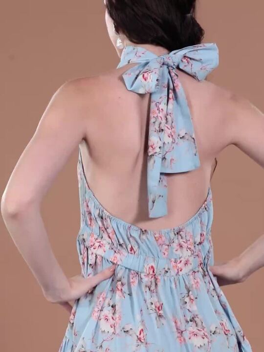 Buy HERE&NOW Floral Print Halter Neck Backless A-Line Dress - Dresses for  Women 25026556 | Myntra