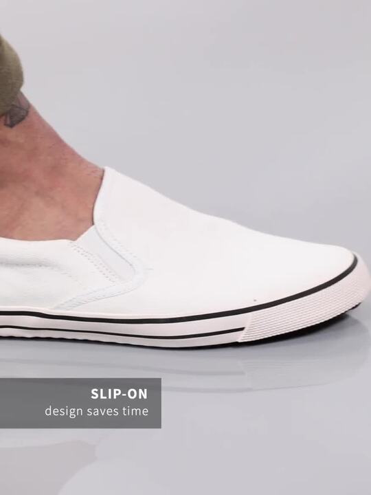 Mens white canvas shoes slip on online