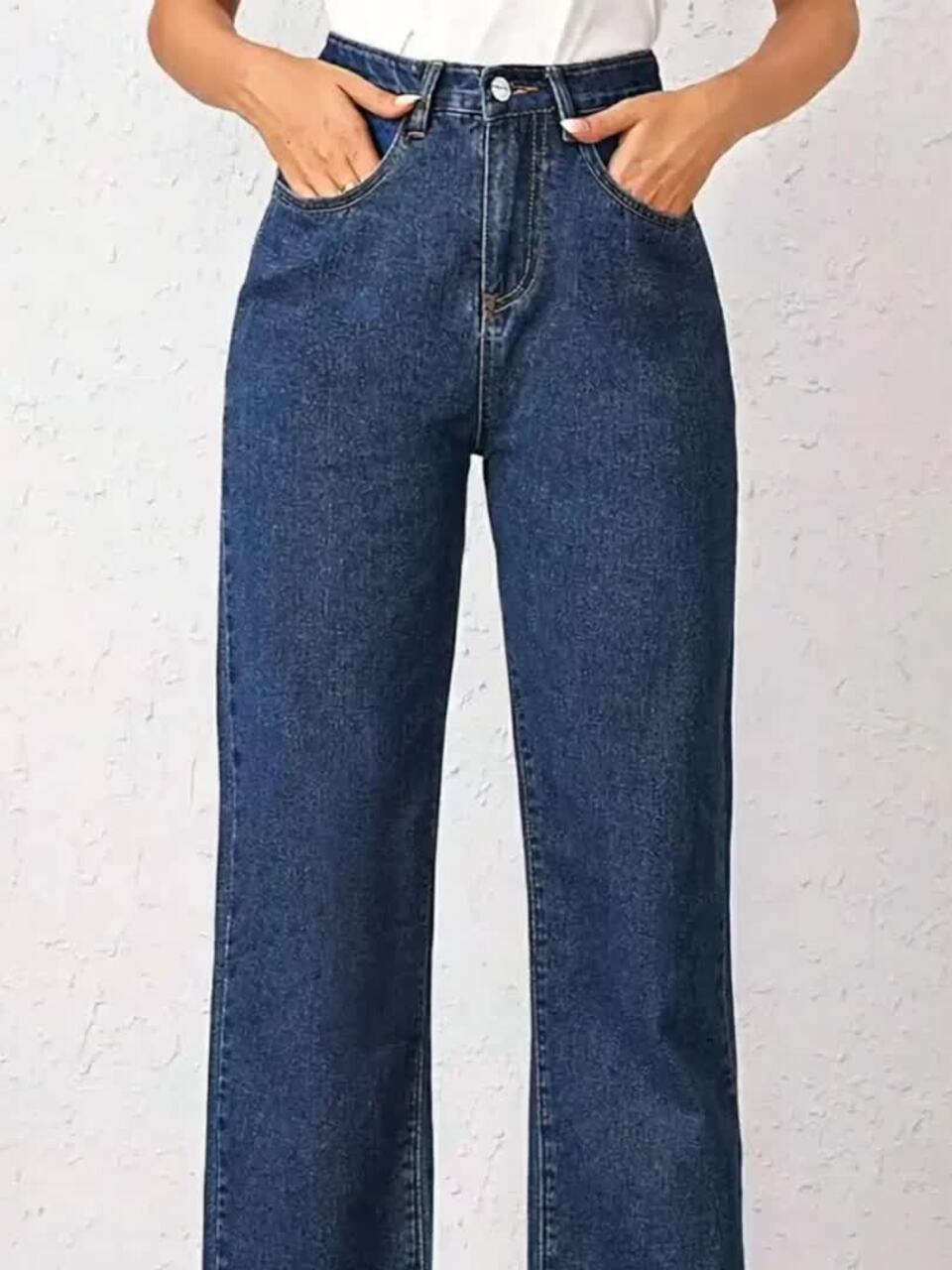 Buy Kotty Women Navy Blue Jean Straight Fit High-Rise Stretchable