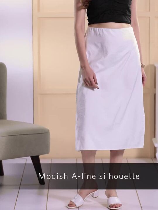 Buy FOREVER 21 Women White Solid A-Line Midi Skirt Skirts for