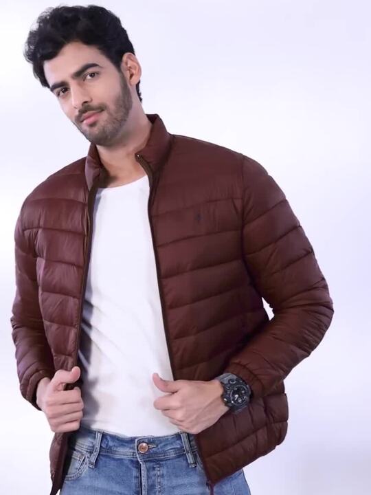 Style Burgundy Puffer Jacket Men's Buy Indian Terrain Men
