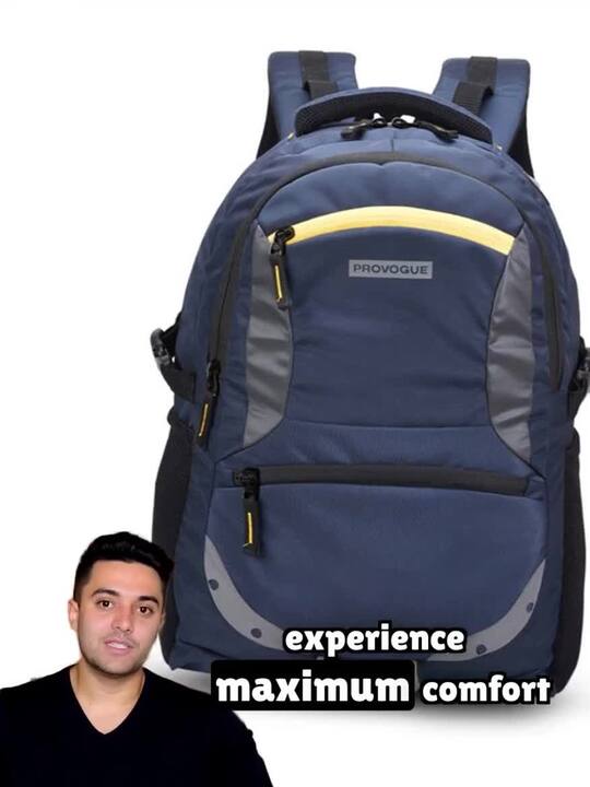 Buy Provogue Unisex Navy Blue Contrast Detail Backpack with