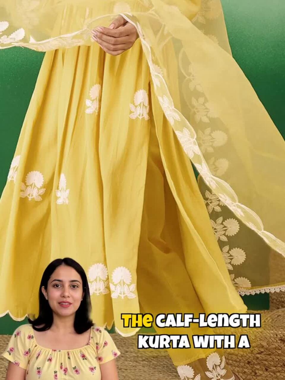 Buy Sangria Floral Embroidered V-Neck A-Line Kurta With